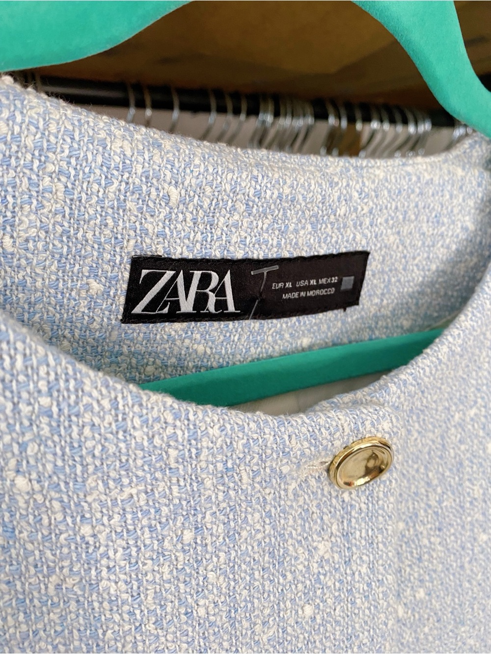 ZARA Light Blue White Tweed Jacket with Gold Buttons! 🩵 - Picture 14 of 15